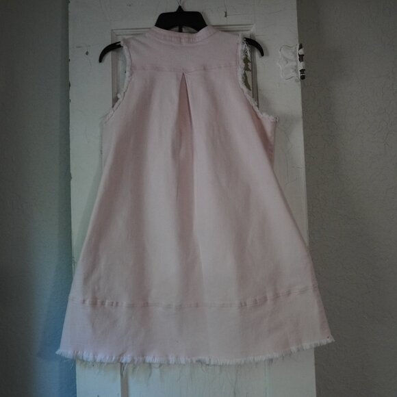 Sugar Lips Sleeveless Denim Babydoll Mini Dress Light Pink - Picture 2 of 8
